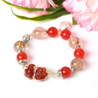 Picture of Mulany MB8081 Red Rutilated Quartz, Agate & Pixiu Charm Healing Bracelet