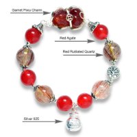Picture of Mulany MB8081 Red Rutilated Quartz, Agate & Pixiu Charm Healing Bracelet