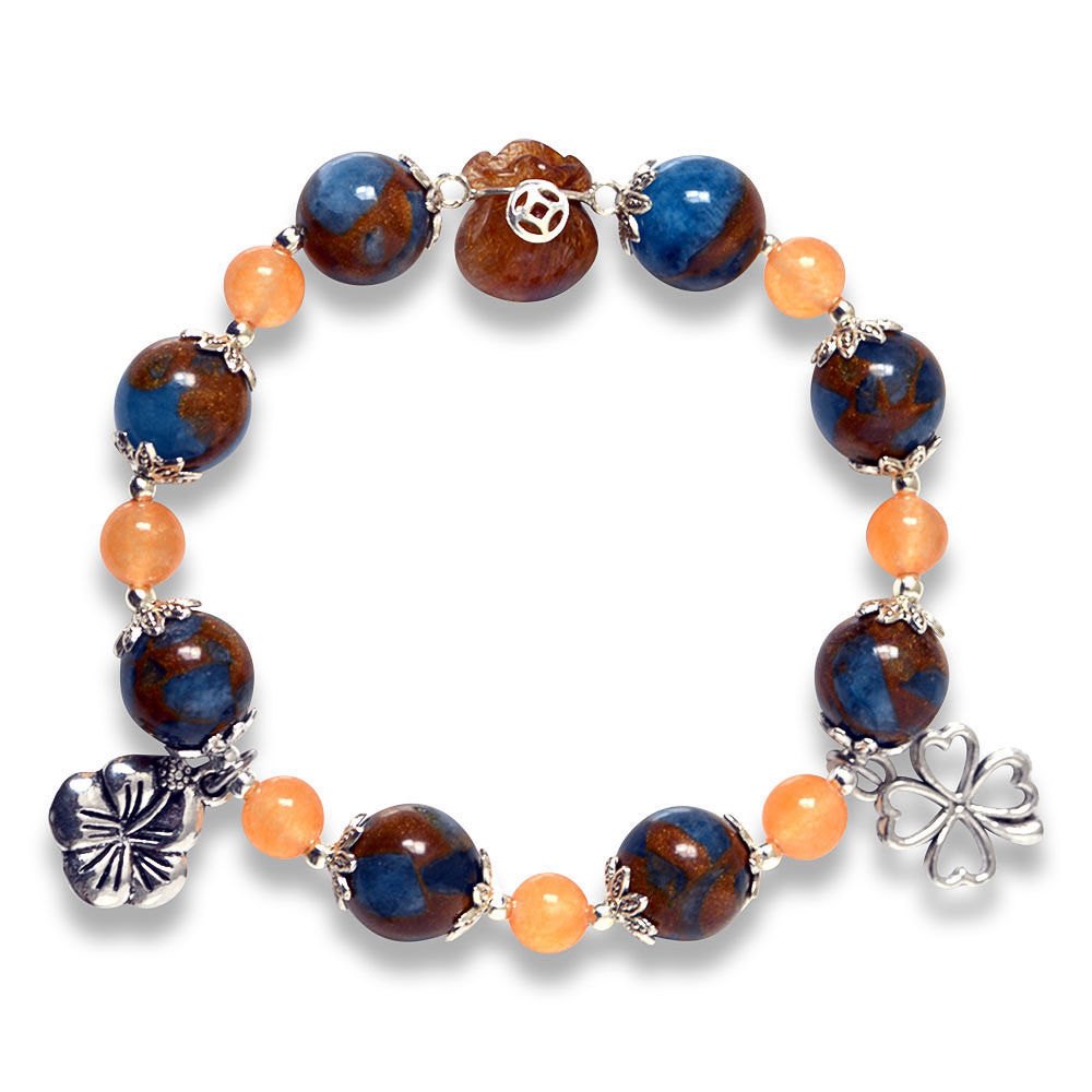 Hình ảnh Vòng Tay Phong Thủy MB8083 Đá Tangerine Và Charm Túi Tiền