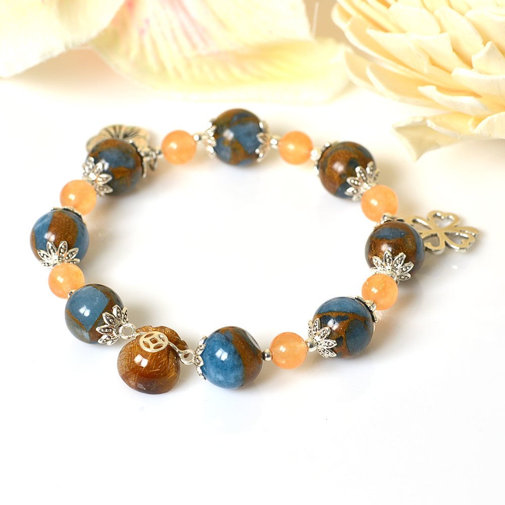 Hình ảnh Vòng Tay Phong Thủy MB8083 Đá Tangerine Và Charm Túi Tiền