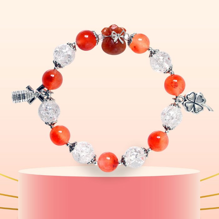 Picture of Mulany MB8084 Fire Agate Stone With Money Bag Healing Bracelet