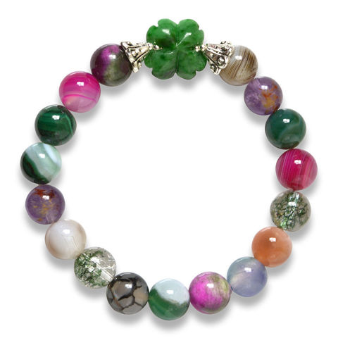 Picture of Mulany MB8087 Multicolor Gemstone With Flower Charm Healing Bracelet