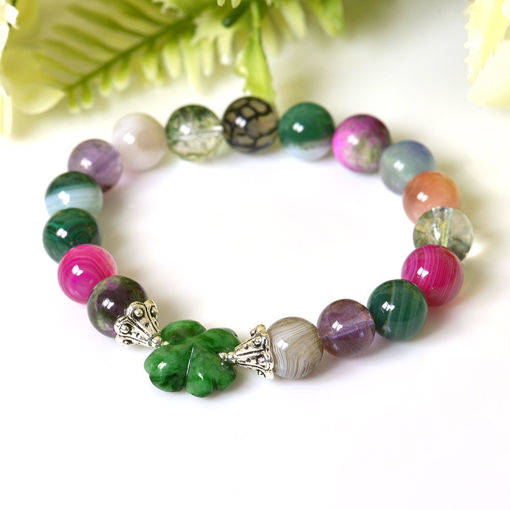 Picture of Mulany MB8087 Multicolor Gemstone With Flower Charm Healing Bracelet