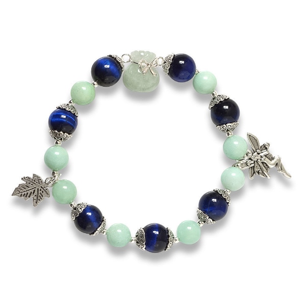 Picture of Mulany MB8088 Tiger Eye, Jade Stone With Money Bag Charm Healing Bracelet