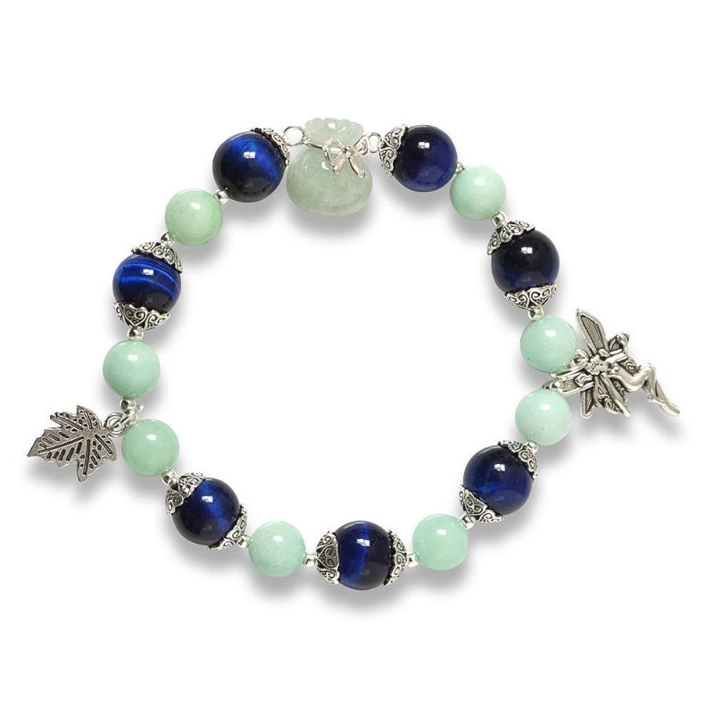 Picture of Mulany MB8088 Tiger Eye, Jade Stone With Money Bag Charm Healing Bracelet
