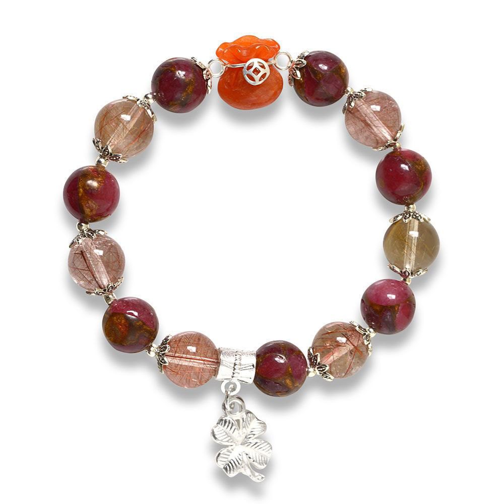 Hình ảnh Vòng tay Phong Thủy MB8089 Thạch Anh Tóc Đỏ Với Charm Túi Tiền