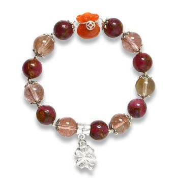 Hình ảnh Vòng tay Phong Thủy MB8089 Thạch Anh Tóc Đỏ Với Charm Túi Tiền
