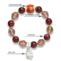 Picture of Mulany MB8089 Cloisonne, Rutilated Quartz & Money Bag Charm