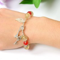 Picture of Mulany MB8090 Golden Rutilated Quartz & Red Agate Healing Bracelet