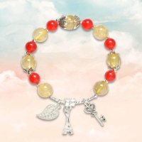 Picture of Mulany MB8090 Golden Rutilated Quartz & Red Agate Healing Bracelet