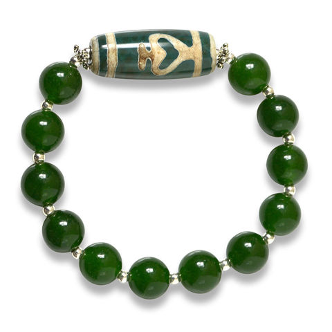 Picture of Mulany MB8091 Green Jade With Aquarius Dzi Charm Healing Bracelet
