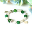 Picture of Mulany MB8004 Green Jade With Silver Money Bag Charm Healing Bracelet