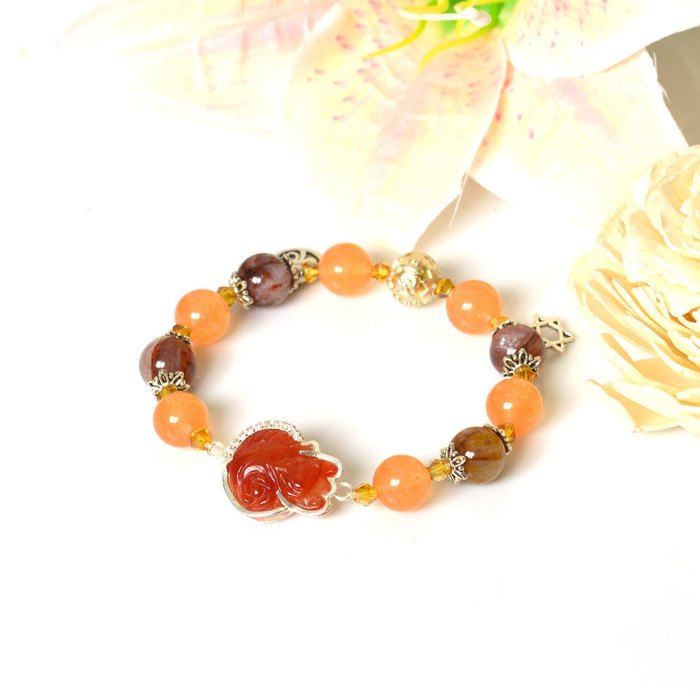 Hình ảnh Vòng Tay Mulany MB8007 Đá Tangerine Và Charm Hồ Ly