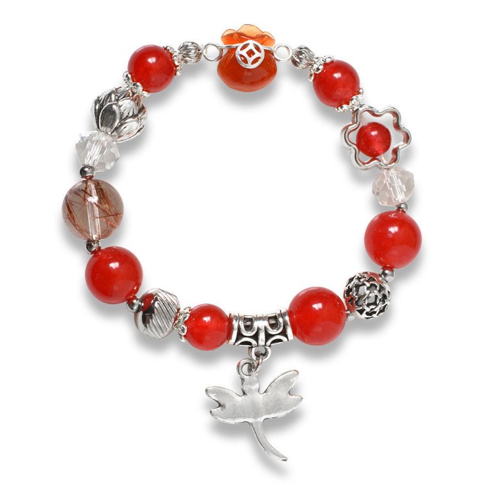 Hình ảnh Vòng Tay Mulany MB8008 Thạch Anh Tóc Vàng Với Charm Túi Tiền