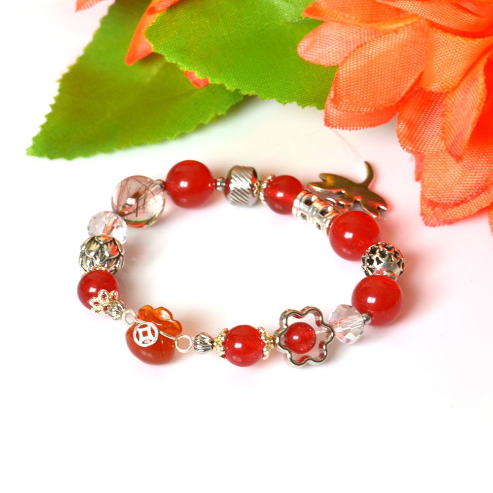 Picture of Mulany MB8008 Rutilated Quartz With Money Bag Charm Healing Bracelet