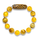 Picture of Mulany MB8011 Tiger Eye, Amber With Dzi Charm Healing Bracelet
