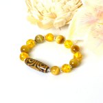 Picture of Mulany MB8011 Tiger Eye, Amber With Dzi Charm Healing Bracelet