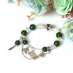 Picture of Mulany MB8038 Green Jade With Silver Charm Healing Bracelet