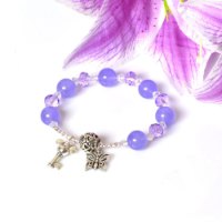 Hình ảnh Vòng Tay Phong Thủy MB8043 Thạch Anh Tím Với Charm Trái Tim