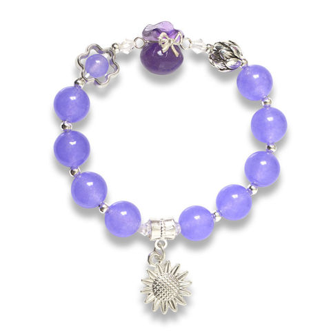 Picture of Mulany MB8051 Amethyst Stone With Money Bag Charm Healing Bracelet