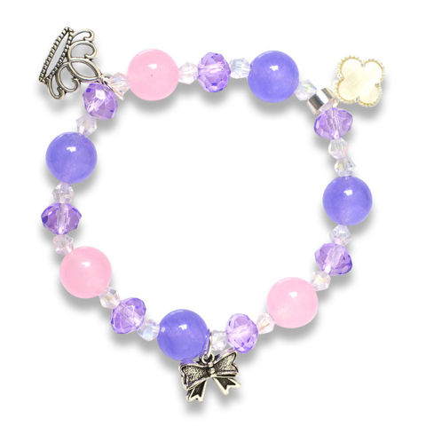 Picture of Mulany MB8060 Amethyst Stone With Silver Charm Healing Bracelet