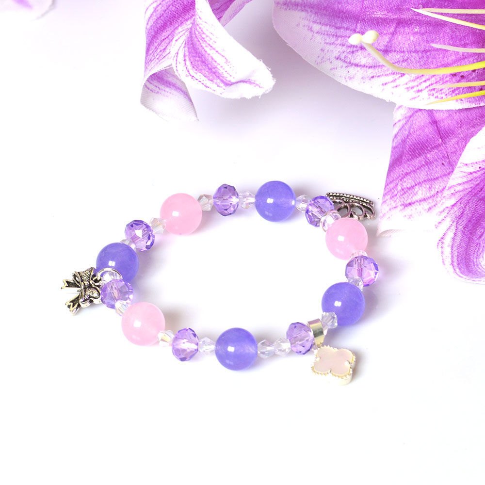Picture of Mulany MB8060 Amethyst Stone With Silver Charm Healing Bracelet