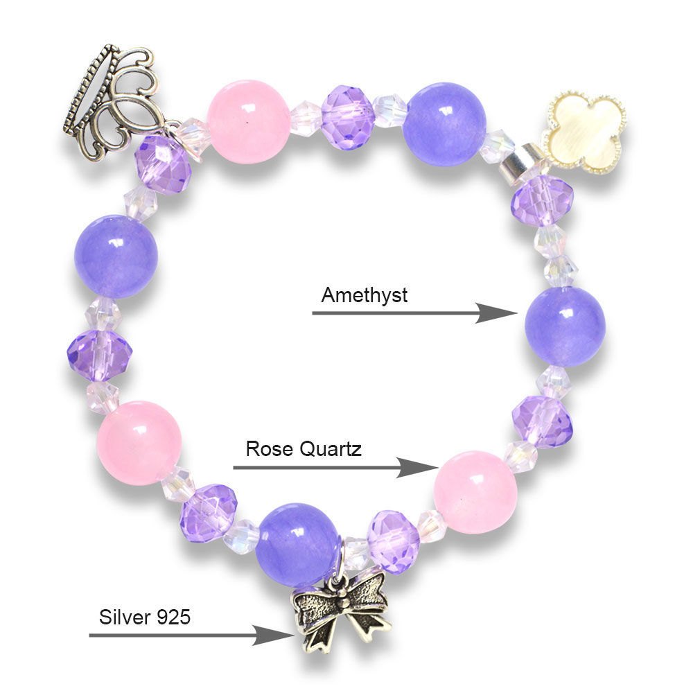 Picture of Mulany MB8060 Amethyst Stone With Silver Charm Healing Bracelet