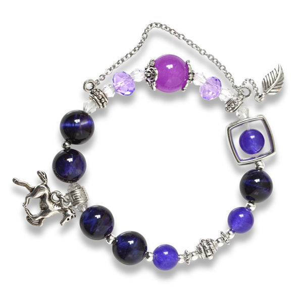 Picture of Mulany MB8061 Blue Tiger Eye With Silver Charm Healing Bracelet