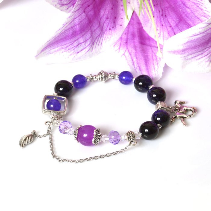 Picture of Mulany MB8061 Blue Tiger Eye With Silver Charm Healing Bracelet