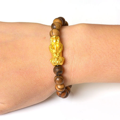 Picture of Mulany MB9003 Agarwood With Gold Pixiu Charm Healing Bracelet