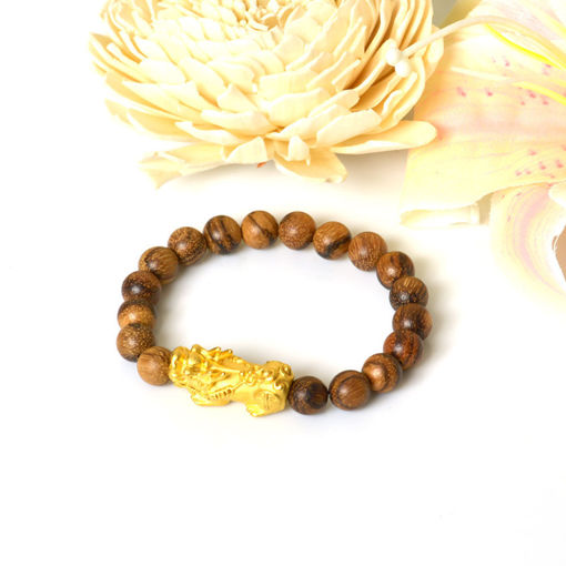 Picture of Mulany MB9003 Agarwood With Gold Pixiu Charm Healing Bracelet