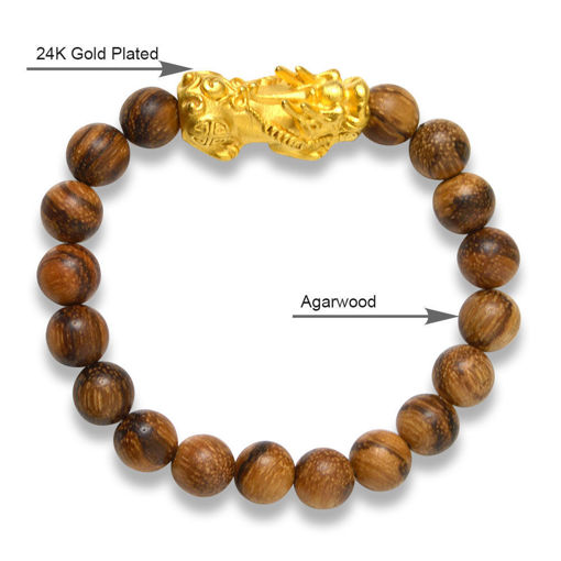 Picture of Mulany MB9003 Agarwood With Gold Pixiu Charm Healing Bracelet