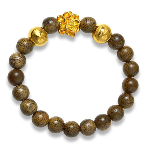 Picture of Mulany MB9004 Agarwood With Gold Flower Charm Healing Bracelet