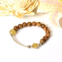 Picture of Mulany MB9011 Agarwood & Gold Rutilated Quartz Healing Bracelet