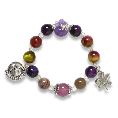 Picture of Mulany MB8085 Multicolor Gemstone With Money Bag Charm Healing Bracelet
