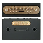 Close-up of Ampyon Starbox III control panel with microphone volume, echo, reverb, bass, mid, and treble controls
