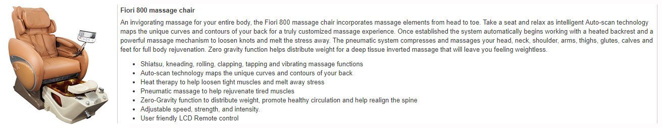 Fiori 8000 Spa Chair Review