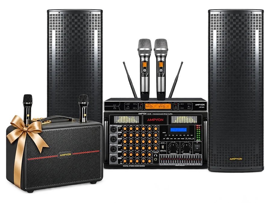 Ampyon AKS-603 premium home karaoke system with complimentary Starbox III portable karaoke system