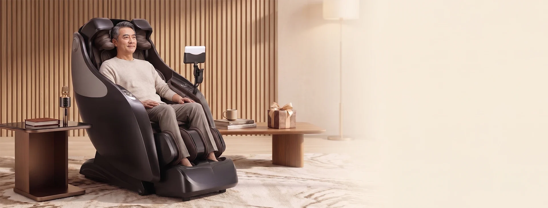 Father relaxing in a massage chair for Tittac Father’s Day massage chair sale