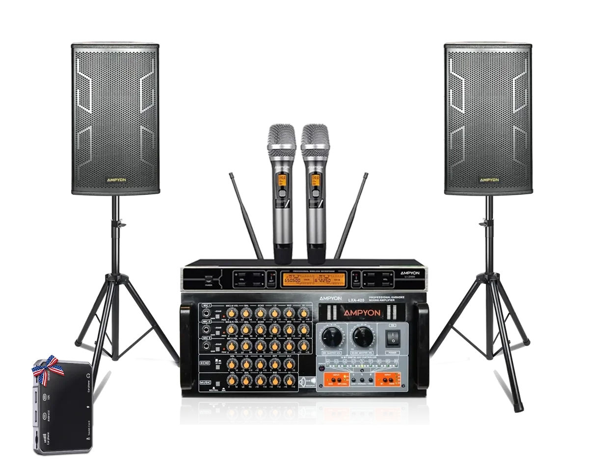 Dàn karaoke Ampyon AKS-405 live sound kèm quà tặng recorder