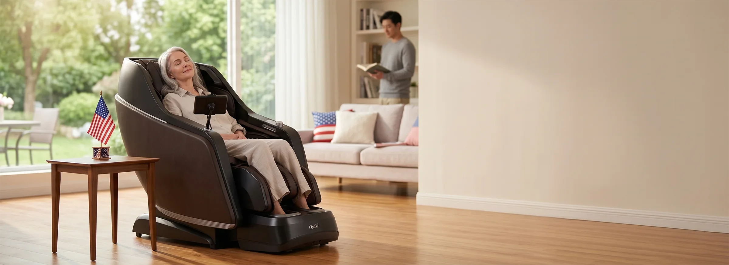 Premium massage chair in a relaxing home setting for Tittac July 4 massage chair sale