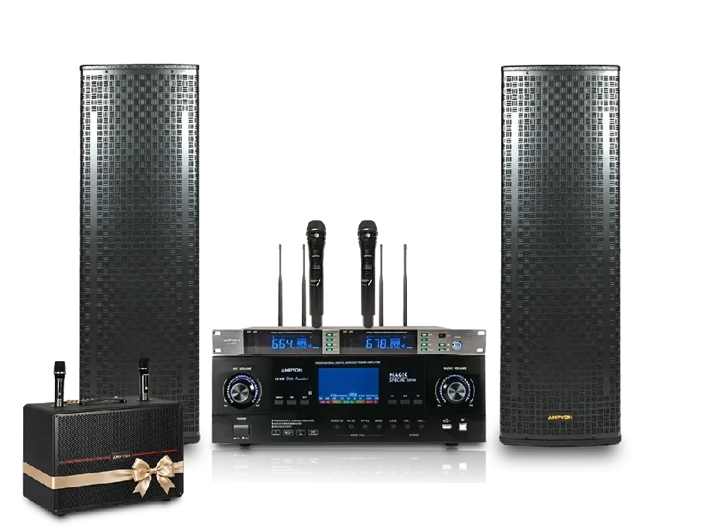 Ampyon AKS-602 premium home karaoke system with complimentary Starbox III portable karaoke system
