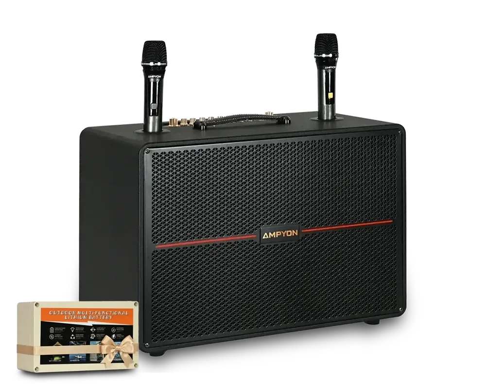Ampyon Starbox III portable karaoke system with complimentary extra battery