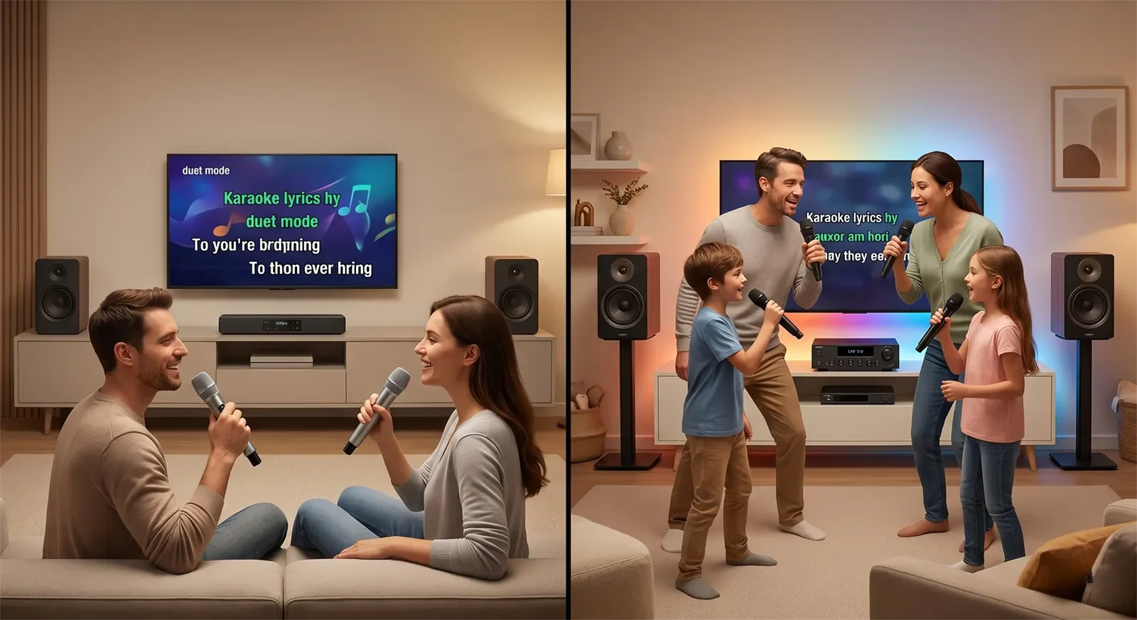 So sánh dàn karaoke 2 micro cho hát song ca và dàn karaoke 4 micro cho gia đình hát nhóm tại nhà