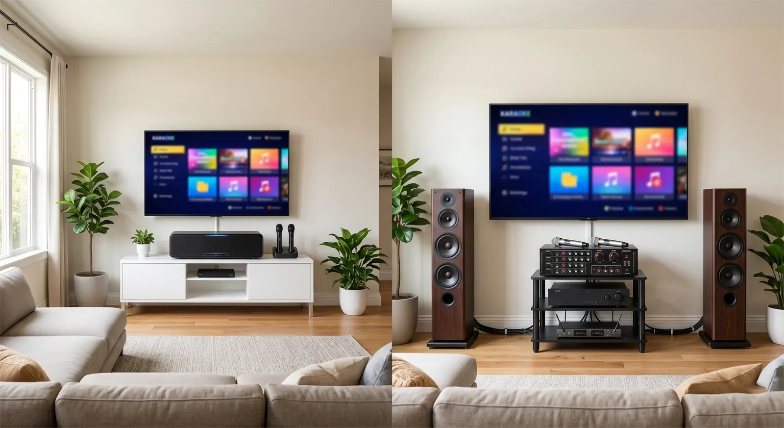 So sánh dàn karaoke all-in-one và dàn karaoke full-size cho phòng khách lớn