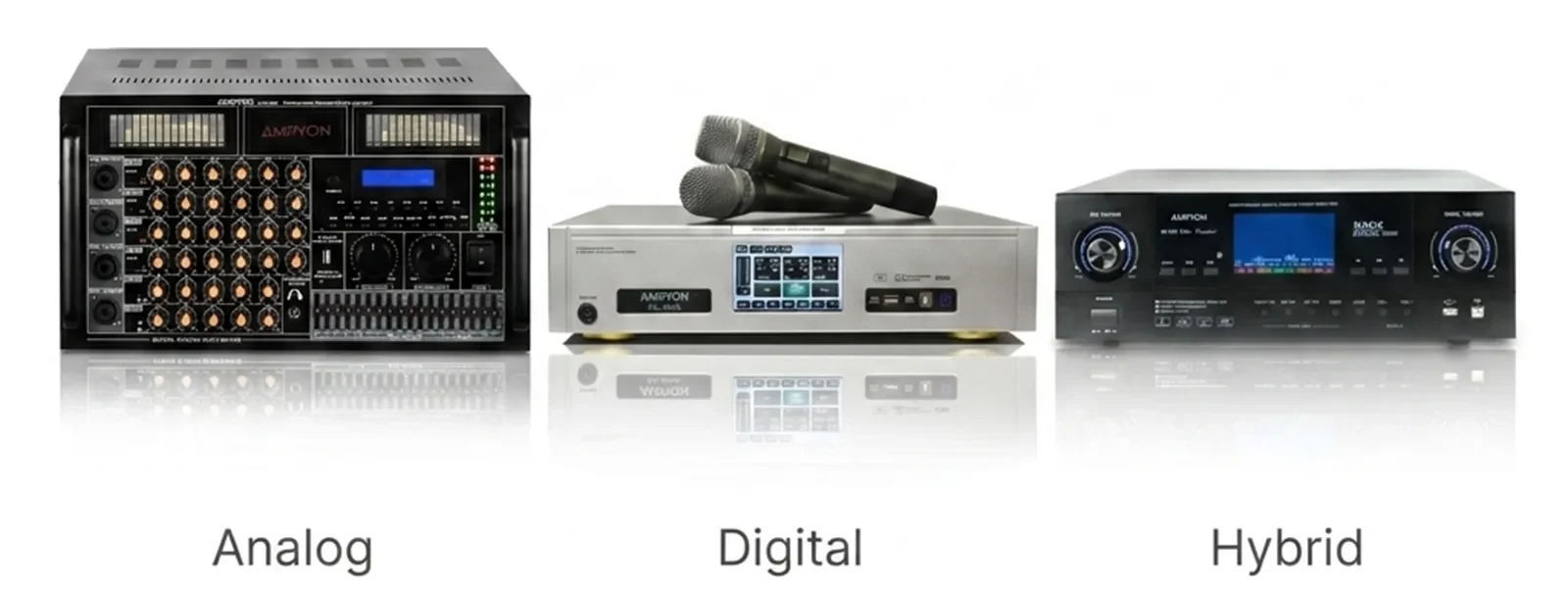 Comparison of Ampyon analog, digital, and hybrid karaoke control systems