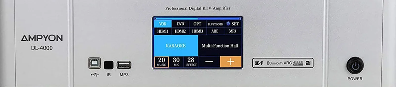 Ampyon DL-4000 touchscreen control panel for karaoke sound and microphone adjustment