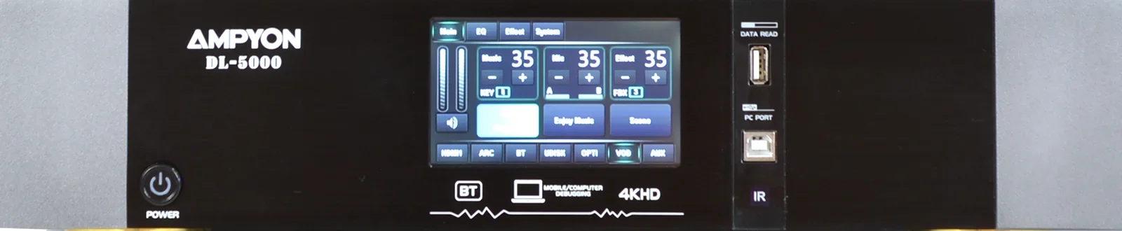 Ampyon DL-5000 touchscreen control panel for karaoke sound and microphone adjustment