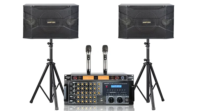Ampyon Karaoke System 1 compact home bundle with wireless microphones