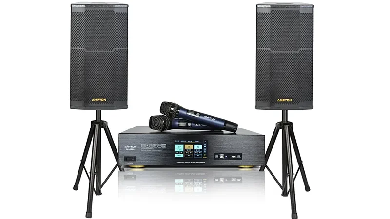 Ampyon Karaoke System 2 apartment-friendly karaoke bundle with wireless microphones